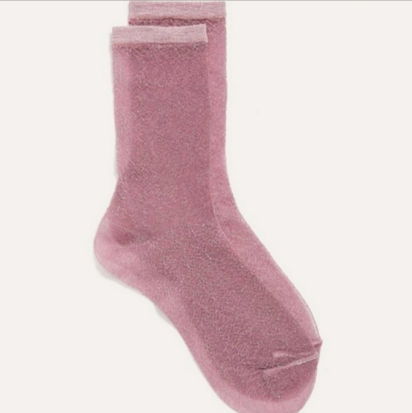Knit Lurex Dress Socks - Lotus (Dusty Rose Pink) - Picture 4 of 4